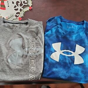 Under Armour Kids' Youth XL Gray and Blue Short Sleeve Tees